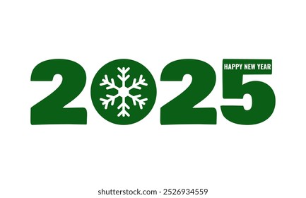 2025 happy new year poster, greeting card or social media post template, white background vector illustration