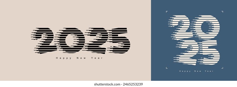 2025 Happy New Year posters. Creative concept Christmas of with typography logo numbers 2025 for celebration. Design templates Minimalist vector trendy for branding, poster, banner, cover, card.