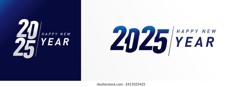 2025 Feliz Año Nuevo, diseño del logo de la tipografía deportiva de plata. Feliz Año Nuevo 20 25 plantilla de calendario de números. Icono de símbolo de tipografía de vector