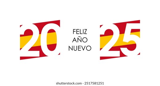 2025 happy new year spanish text with spain flag