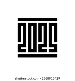 2025 happy new year symbol, 2025 logo vector, 2025 text vector illustration, black on white background
