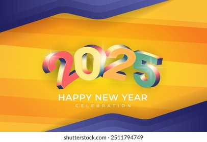 2025 happy new year template banner with modern 3d text effect and beautiful sparkle luxury shiny ornament abstract gradient orange background design 10