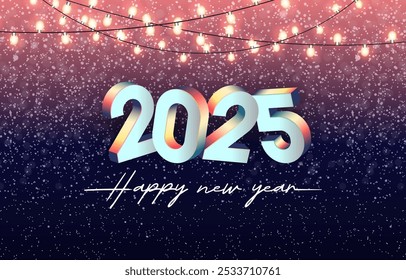 2025 happy new year template banner with modern 3d text effect and beautiful sparkle luxury shiny ornament abstract gradient purple background design 52