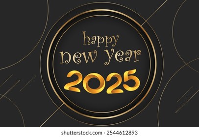2025 happy new year template banner with modern 3d text effect and beautiful sparkle luxury shiny ornament abstract gradient black background design 61
