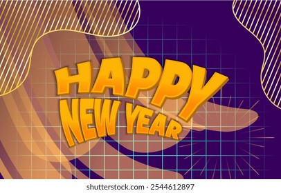 2025 happy new year template banner with modern 3d text effect and beautiful sparkle luxury shiny ornament abstract gradient brown background design 66