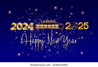 2025 happy new year template banner with modern 3d text effect and beautiful sparkle luxury shiny ornament abstract gradient blue background design 70