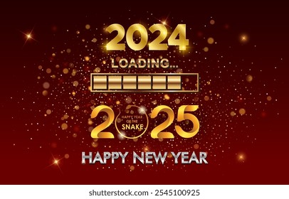 2025 feliz año nuevo Anuncio de Plantilla con moderno efecto de texto 3D y hermoso brillo lujoso adorno brillante abstracto gradiente rojo diseño de fondo 69
