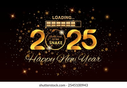 2025 happy new year template banner with modern 3d text effect and beautiful sparkle luxury shiny ornament abstract gradient black background design 71