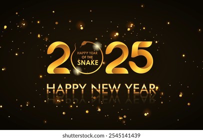 2025 happy new year template banner with modern 3d text effect and beautiful sparkle luxury shiny ornament abstract gradient black background design 72