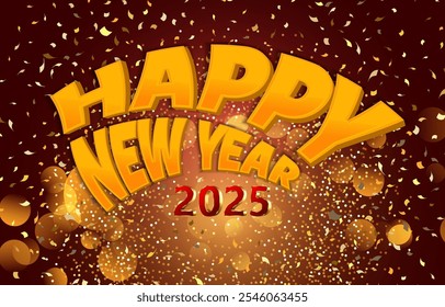 2025 happy new year template banner with modern 3d text effect and beautiful sparkle luxury shiny ornament abstract gradient red background design 010