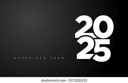 2025 Happy New Year Text Design. 2025 Vector Illustration. Good for Brochure Design Template, Card, Banner.