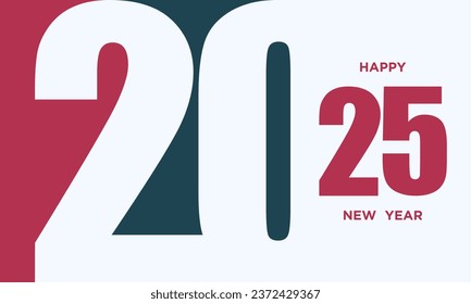 2025 Happy New Year Text Design. 2025 Flat Vector Illustration.