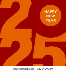 2025 Happy New Year Text Design. 2025 Flat Vector Illustration.