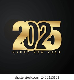 2025 Happy New Year text design. Vector Illustration.