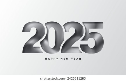 2025 Feliz Año Nuevo Diseño de texto. 2025 Ilustración vectorial. Bueno para plantilla de diseño de folleto, tarjeta, banner.