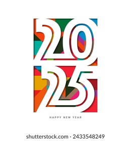 2025 Feliz Año Nuevo Vector de diseño de texto. Plantilla de diseño de números 2025. Símbolo de Feliz Año Nuevo 2025. Ilustración vectorial.