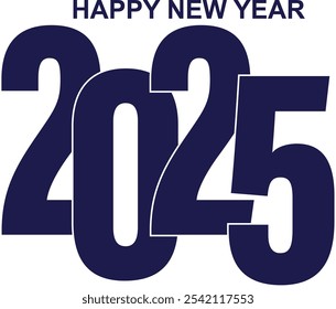 2025 Happy New Year Text Design 2025 New Year celebration with Happy New Year Free Vector