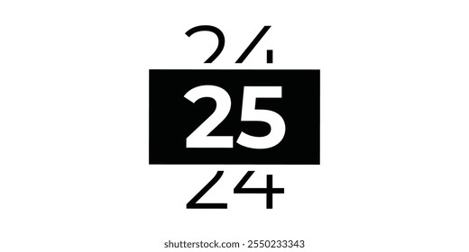 2025 Happy New Year text design on white background