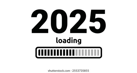 2025 Happy New Year text design on white background