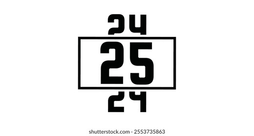 2025 Happy New Year text design on white background