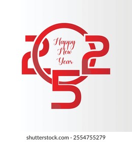 2025 Happy New Year text with festive design elements. Perfect for celebratory banners, greeting cards, and social media posts. Bright and joyful theme for the upcoming year.