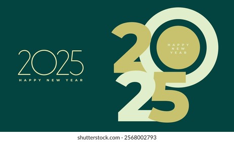 2025 happy new year text vector design