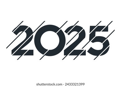 2025 happy new year, trendy new year 2025 white or blue background design template icon vector	
