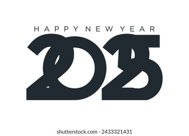 2025 happy new year, trendy new year 2025 white or blue background design template icon vector	
