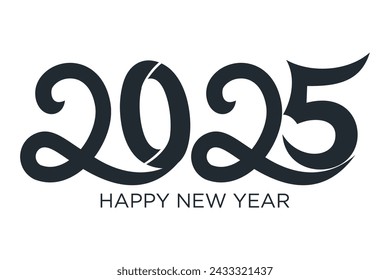 2025 happy new year, trendy new year 2025 white or blue background design template icon vector	
