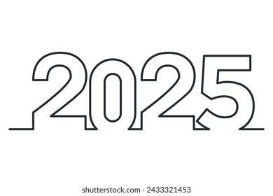 2025 happy new year, trendy new year 2025 white or blue background design template icon vector	
