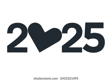2025 happy new year, trendy new year 2025 white or blue background design template icon vector	
