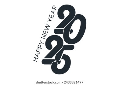 2025 happy new year, trendy new year 2025 white or blue background design template icon vector	
