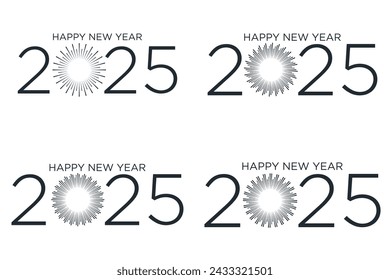 2025 happy new year, trendy new year 2025 white or blue background design template icon vector	
