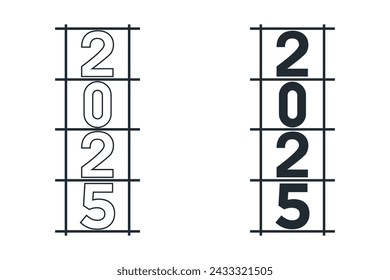 2025 happy new year, trendy new year 2025 white or blue background design template icon vector	
