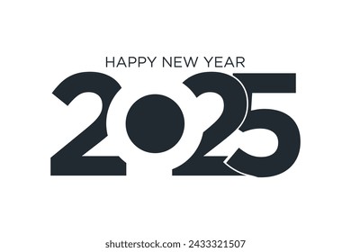 2025 happy new year, trendy new year 2025 white or blue background design template icon vector	
