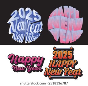 2025 Happy New Year T-Shirt Vector Illustration Design