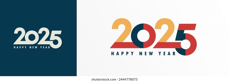 2025 happy new year typography logo design concept. Happy New Year 2025, business template for banners, greeting cards or calendar cover. Vector illustration