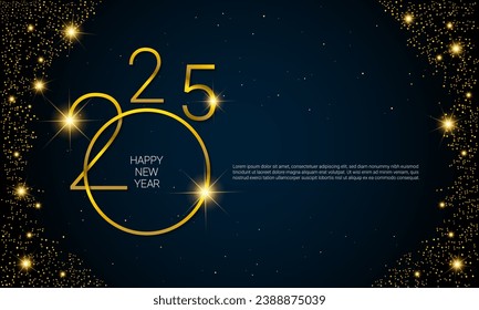 2025 Feliz Año Nuevo. Tarjeta de felicitación, cartel, afiche. Ilustración vectorial.