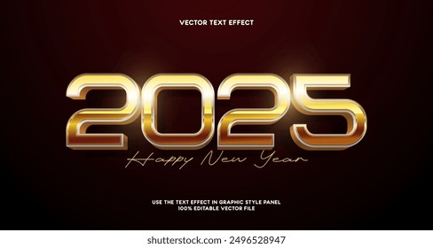 2025 happy new year vector logo with gold effect design. Collection vector design number 2025 celebration
