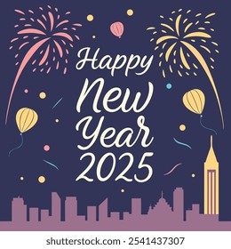 Concepto de fondo de celebración de Vector de feliz año nuevo 2025