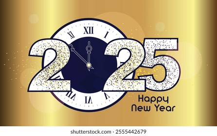 2025 Happy New Year vector illustration, New Year luxurious Greeting template 2025. new year 2025 golden template.