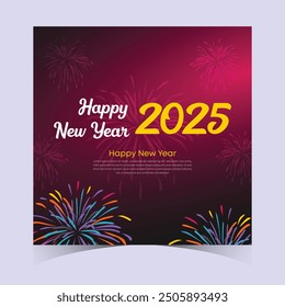 2025 Happy New Year Web Banner design. Happy New Year Luxury Wishes Clipart Greetings Background Template. Happy New Year 2025 Colored Background for Wish Card, Brochure, Cover, Poster, Header