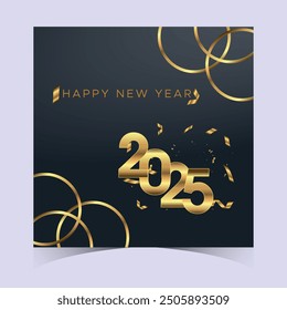 2025 Happy New Year Web Banner design. Happy New Year Luxury Wishes Clipart Greetings Background Template. Happy New Year 2025 Colored Background for Wish Card, Brochure, Cover, Poster, Header