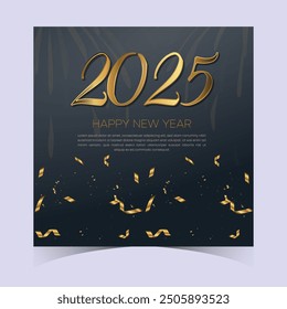 2025 Happy New Year Web Banner design. Happy New Year Luxury Wishes Clipart Greetings Background Template. Happy New Year 2025 Colored Background for Wish Card, Brochure, Cover, Poster, Header