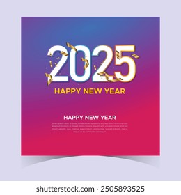 2025 Happy New Year Web Banner design. Happy New Year Luxury Wishes Clipart Greetings Background Template. Happy New Year 2025 Colored Background for Wish Card, Brochure, Cover, Poster, Header