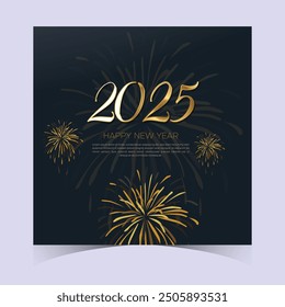 2025 Happy New Year Web Banner design. Happy New Year Luxury Wishes Clipart Greetings Background Template. Happy New Year 2025 Colored Background for Wish Card, Brochure, Cover, Poster, Header