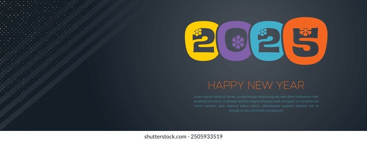 2025 Happy New Year Web Banner design. Happy New Year Luxury Wishes Clipart Greetings Background Template. Happy New Year 2025 Colored Background for Wish Card, Brochure, Cover, Poster, Header