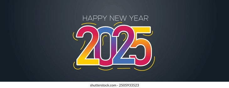 2025 Happy New Year Web Banner design. Happy New Year Luxury Wishes Clipart Greetings Background Template. Happy New Year 2025 Colored Background for Wish Card, Brochure, Cover, Poster, Header