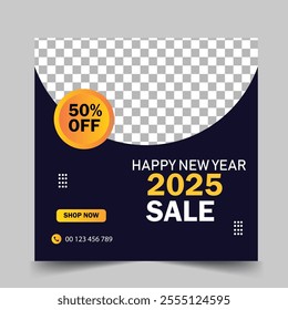 2025 Happy New Year Web Banner design. Happy New Year Luxury Wishes Clipart Greetings Background Template. Happy New Year 2025 Colored