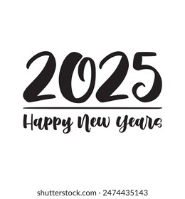 2025 happy new years text design vector on white background
